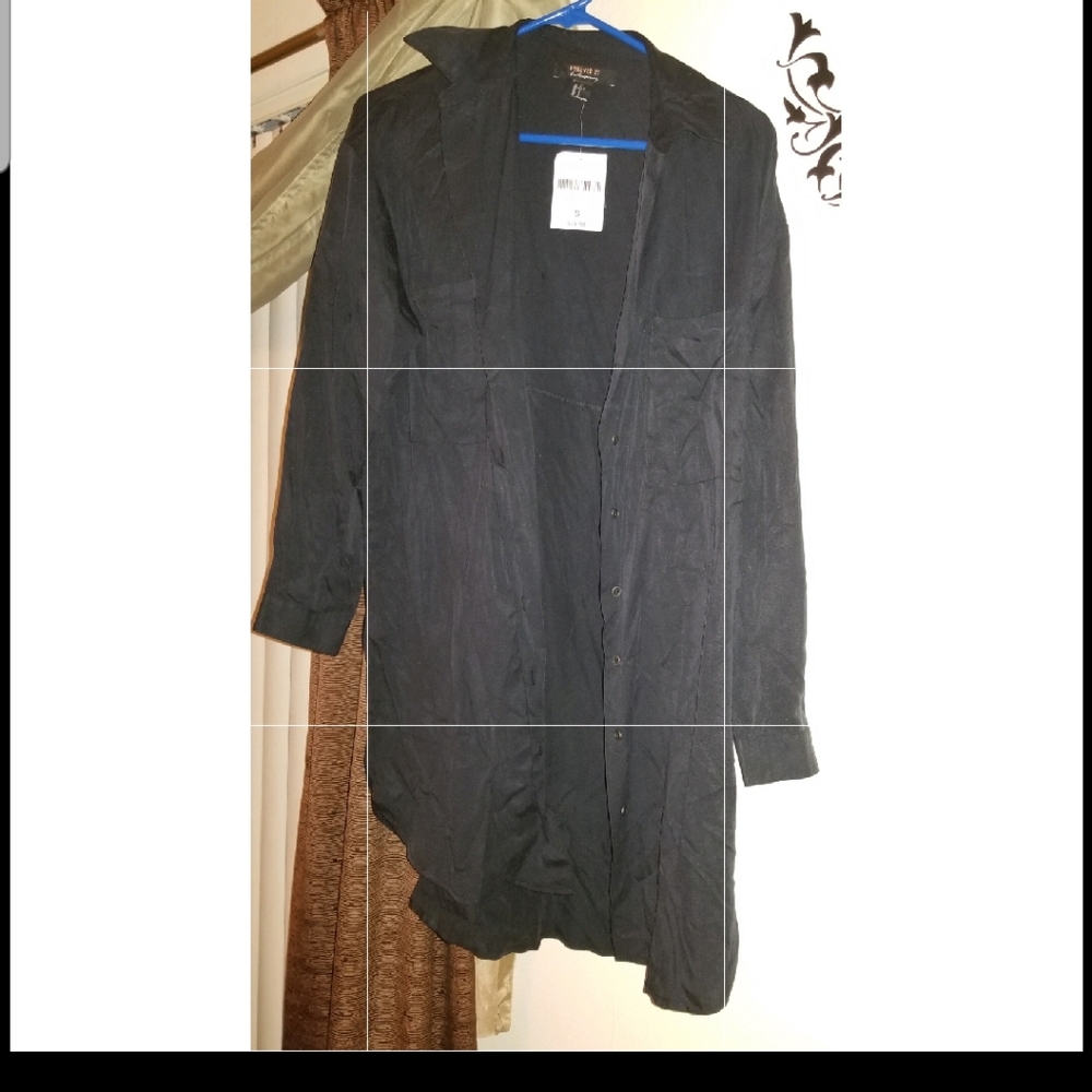 NWT Black Forever 21 long button down